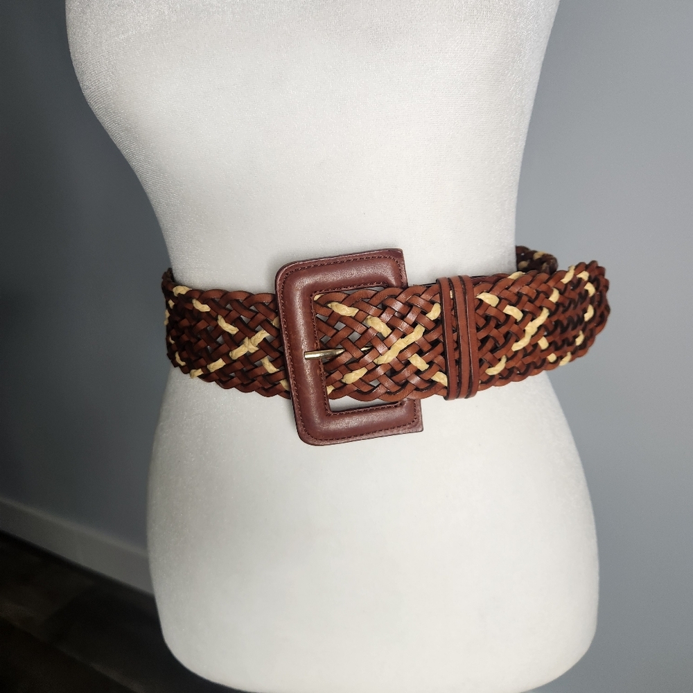 Vintage Bernadette Rossi for Bonwit Teller Italian Leather Woven Belt S Boho - Picture 1 of 8
